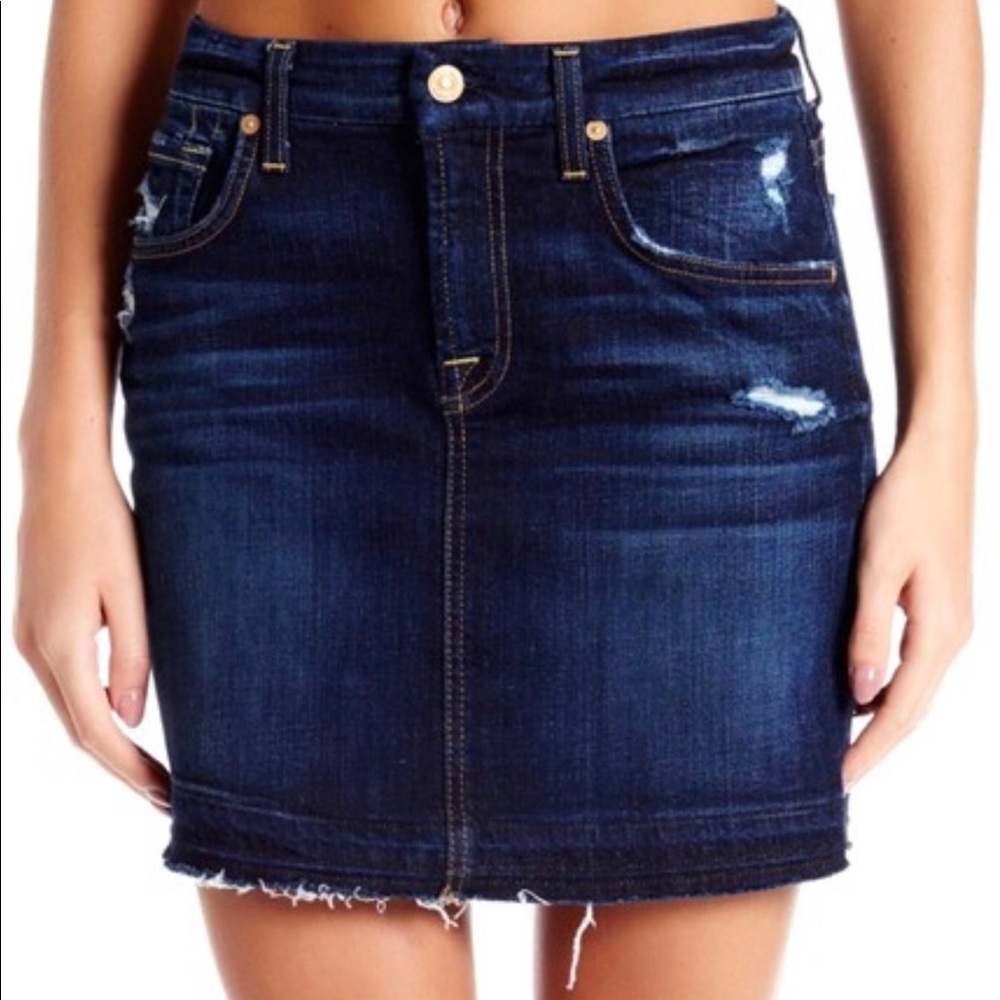 7 for all mankind NWOT distressed denim mini skirt